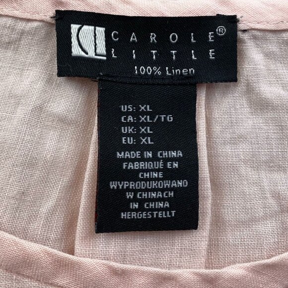 Carole Little Women's 100% Linen Blouse Size XL Short Sleeve Pullover Top Pink - Picture 5 of 8